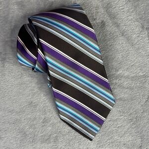 Robert Talbott Necktie Mens  Purple Striped Excellent Silk Best of Class 3.75"
